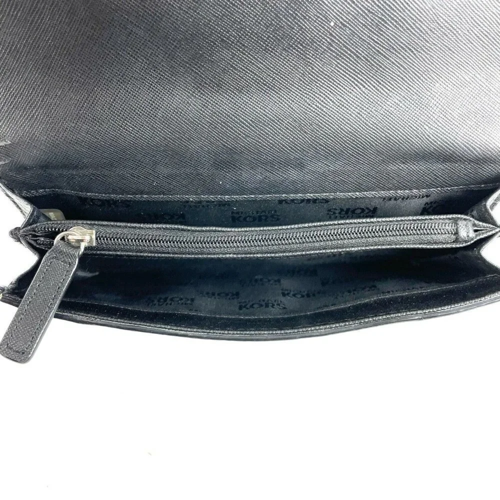 Michael Kors Brookville Carryall Wallet Black Leather Clutch‎ Organizer